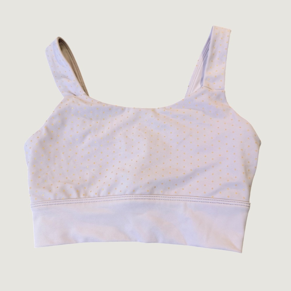Sports Bra Small Gold Star Print Polyester Spandex Lavender Yoga Top